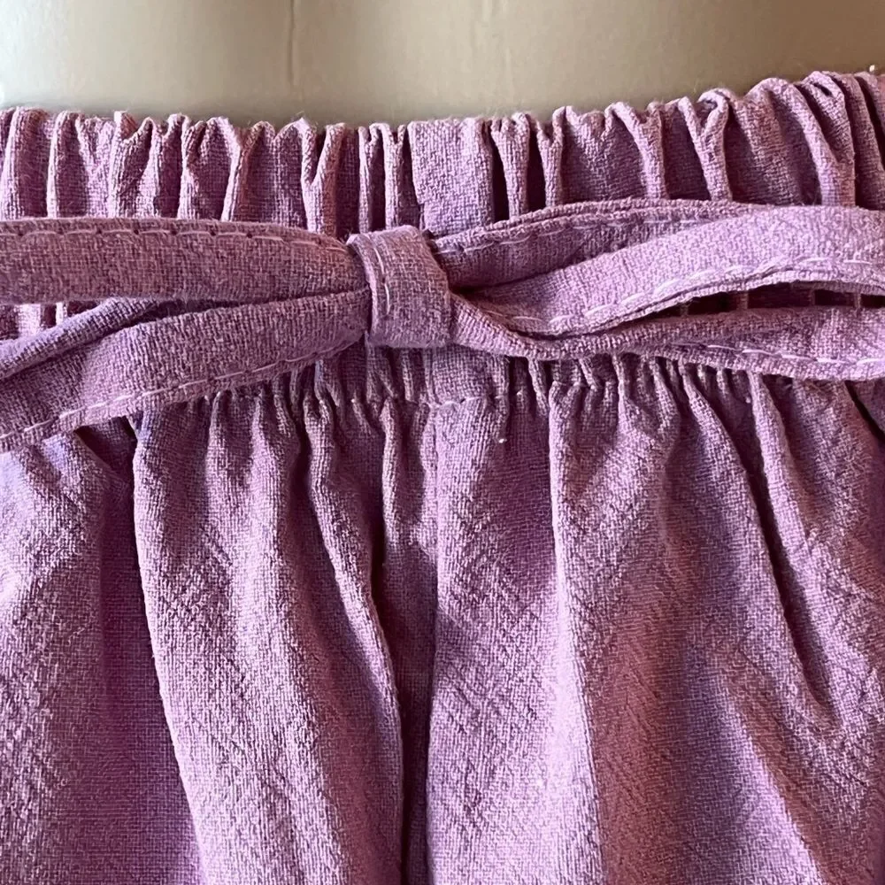 High waist cotton shorts elastic string waist color lavender Barbie core NWOT